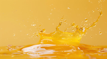 Poster - Sweet Honey Splash Creating Abstract Patterns on Studio Backdrop