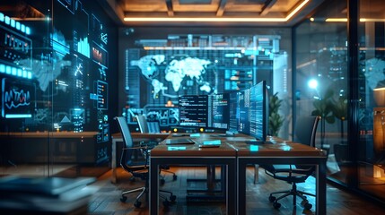 Poster - advanced workspace with real time tools for optimal business productivity