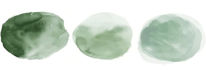 an abstract set of green watercolor waters splashed on a white background. a modern watercolour text