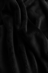 Aufkleber - Black fabric texture close-up view with slightly curled surface against gray background. No text or objects visible. Fabric completely covers frame. Simple and smooth black fleece cloth texture.
