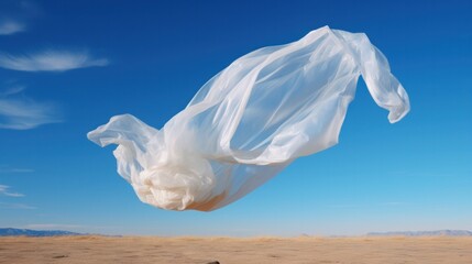 A single plastic bag, blowing in the wind