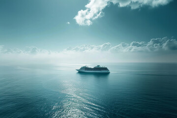 Poster - A large cruise ship is sailing on the ocean