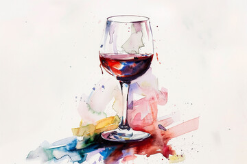 Wall Mural - A glass of wine is painted in a colorful abstract style