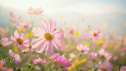 pink cosmos flowers in spring. springs. nature. flowers plant beauty.