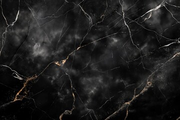 Poster - Black marble surface with rough texture and white specks. Close-up view of dark stone background suitable for design, tech, eco projects. Use as poster texture or blank space for creative work.