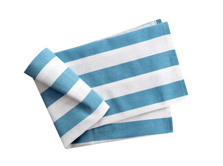 Wall Mural - Blue stripes kitchen cloth folded isolated on white.Dish cloth.Napkin.