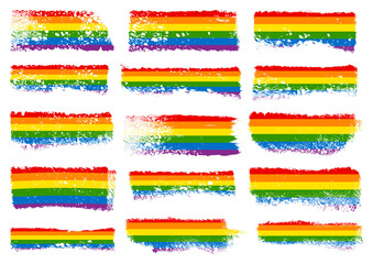 Canvas Print - Set Fünfzehn Stempel Regenbogen Schwamm