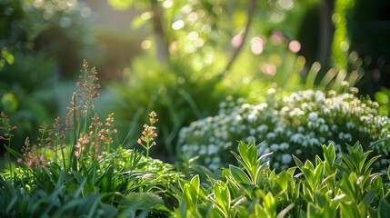 Poster - Peaceful Garden with Diverse Native Plants Promoting Biodiversity and Sustainability
