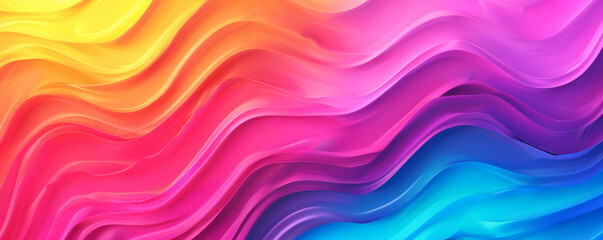 Wall Mural - A radiant rainbow gradient wave pattern with bright, bold colors blending smoothly from red to violet, creating an eye-catching and lively background.