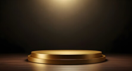 a gold podium stage with a golden 3d platform light stand product on a gold background. background p