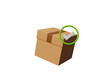 © Nuchjaree - 3D brown cardboard box with check mark for confirmed order delivery concept. Approval of shipment. Isolated on transparent background. Symbolizing successful delivery. 3d rendering illustration