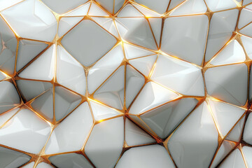 Poster - A minimalist white background with delicate gold lines forming an abstract geometric pattern,