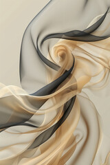 Poster - A plain beige background with delicate, curved black lines creating a flowing, minimalist design,