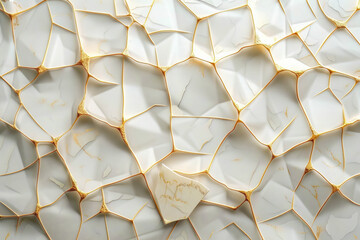 Poster - A minimalist white background with delicate gold lines forming an abstract geometric pattern,