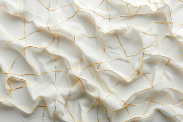 Poster - A minimalist white background with delicate, intersecting gold lines creating a modern, geometric design,