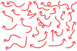 © Daishin - Hand drawn thin line arrows set. Many vector curvy and wavy arrows isolated on white background.