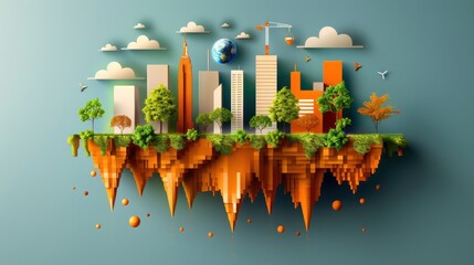 Wall Mural - Climate action, global warming mitigation, flat design illustration