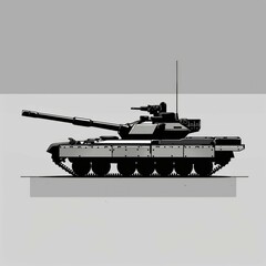 Wall Mural - A military tank with a muzzle. Military equipment. Vector image isolated on a white background.
