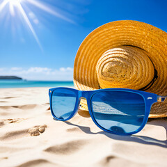 Wall Mural - sunglasses on the beach