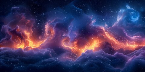Wall Mural - abstract interpretation of the night sky, with swirling stars and vivid colors, creating a sense of 