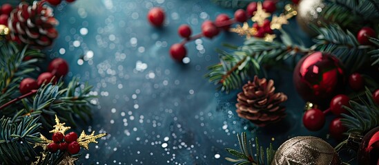 Canvas Print - A festive holiday display featuring Christmas decorations is visible in the copy space image