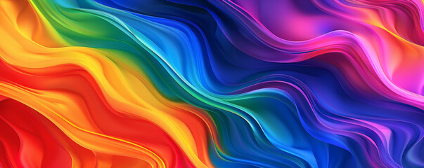 A vibrant rainbow gradient wave background featuring bold, undulating lines and a rich, seamless blend of colors from the entire spectrum, creating a lively and dynamic visual.