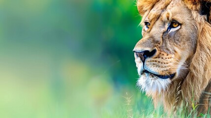 African Lion Face Close-Up: Web Banner - Majestic Wildlife Visual