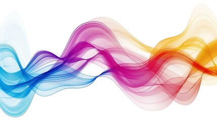 Wall Mural - Bold and vivid color spectrum line waves in a geometric minimalist style on white