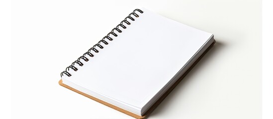 Poster - isolated on a white background a spiral bound notepad displays a blank white page with ample copy sp
