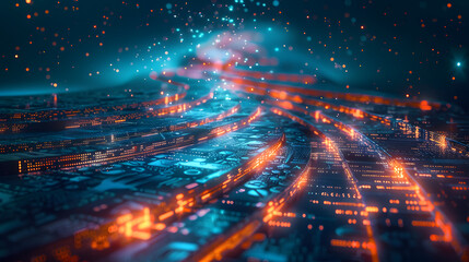 Poster - A digital transformation roadmap with key milestones and objectives, highlighting the process of integrating technology into traditional business models, Digital transformation strategy concept