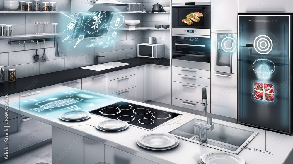 Cooking Technology Smart Kitchen of Tomorrow HighTech Appliances Interactive Recipe ...
