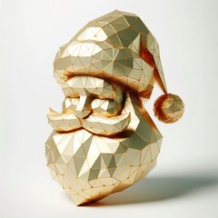 Wall Mural - A 3D Gold polygon of a simple minimalist Santa claus