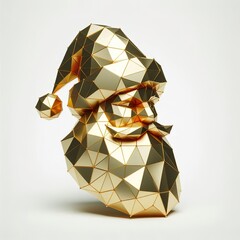 Wall Mural - A 3D Gold polygon of a simple minimalist Santa claus