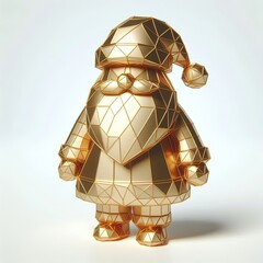 Wall Mural - A 3D Gold polygon of a simple minimalist Santa claus