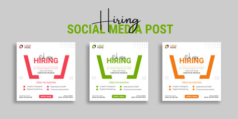 Wall Mural - We are hiring job vacancy social media post or square web banner template vector design	