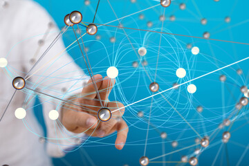 Poster - Abstract network of physical devices on the Internet using a network connection with statistics numbers 3d illustration