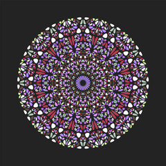 Poster - Geometrical round colorful gravel ornament mandala art - ornate abstract ornamental vector design element