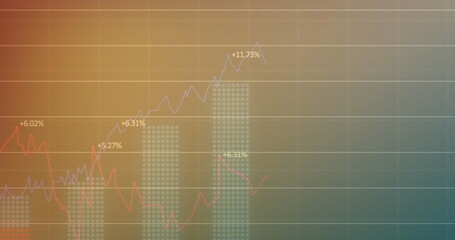 Leinwandbilder - Colorful lines showing growth moving upward on graph