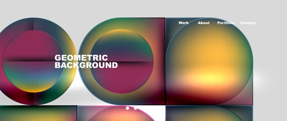 Aufkleber - Bright colorful squares with round elements minimal geometric background. Vector Illustration For Wallpaper, Banner, Background, Card, Book Illustration, landing page
