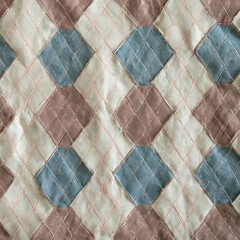 Canvas Print - Stitch frame pastel color argyle background texture