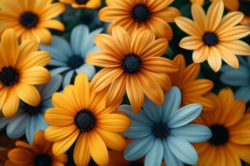 Wall Mural - Beautiful Yellow and Blue Daisies