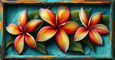 Wall Mural - Vibrant Hawaiian Flowers Painting