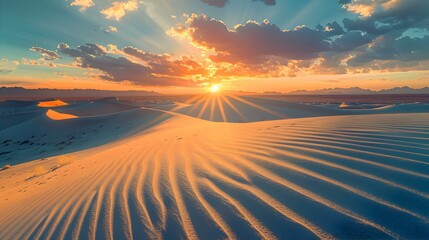 Canvas Print - Sunset over the desert as the sun sinks img