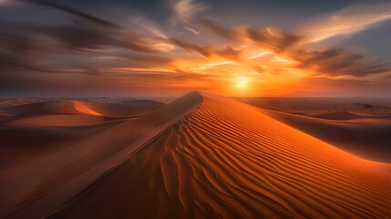 Wall Mural - Sunset over the desert as the sun sinks image