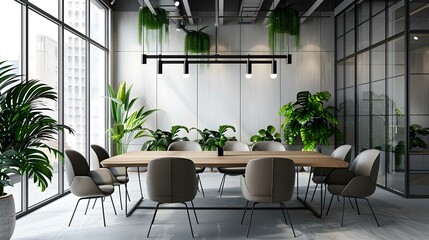 Wall Mural - Meeting room with eco-design elements including a wooden image