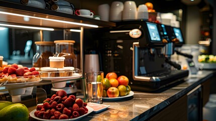 Poster - Coffee machine in a luxury hotel preparing exclusive picture