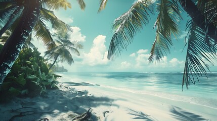 Wall Mural - Ocean coastline with white sandy beaches and clear image