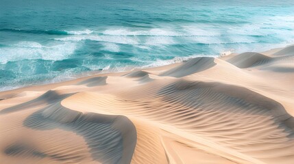 Canvas Print - Sand dunes on the ocean shore washed image