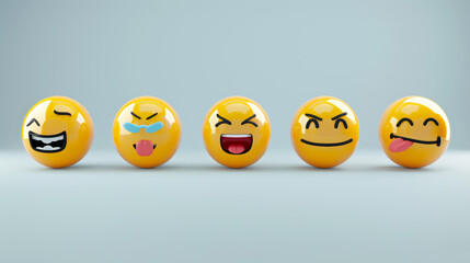 set of realistic 3d emojis in various points of view