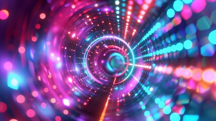 Wall Mural - Vibrant Technology Abstract Light Tunnel Background with Colorful Digital Patterns, Futuristic Design Concepts, and Dynamic Illumination Effects for Modern Tech Themes